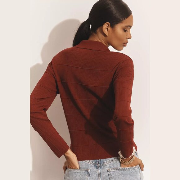 NEW Maeve Size M Women's Collared Cardigan Sweater - Brown - Picture 2 of 4